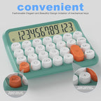Mechanical Calculator 12 Digit Extra Large 5-Inch LCD Display, DECKLIT Battery Desk Calculator, Big Buttons Easy to Press Use as Office Calculators Desktop, 15°Tilt Screen for Kids Calculator(Cream)