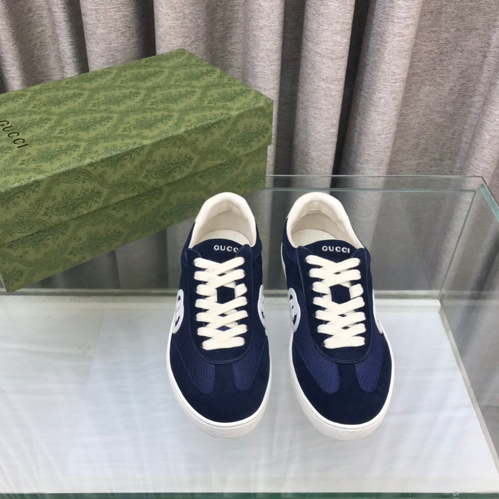 GG INTERLOCKING G SNEAKER DENIM BLUE SUEDE