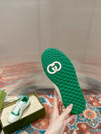 GUCCI 26S SNEAKERS IN WHITE MIX GREEN CALFSKIN